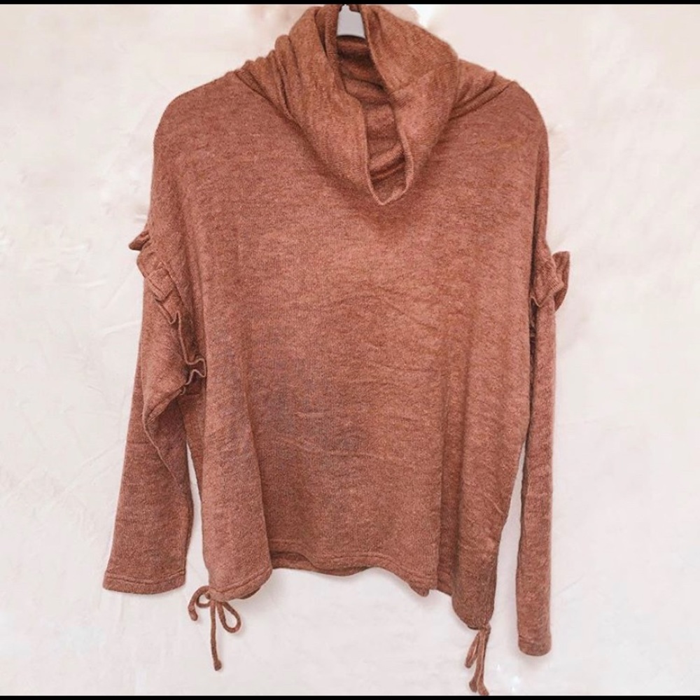 Rust Color Turtleneck Sweater